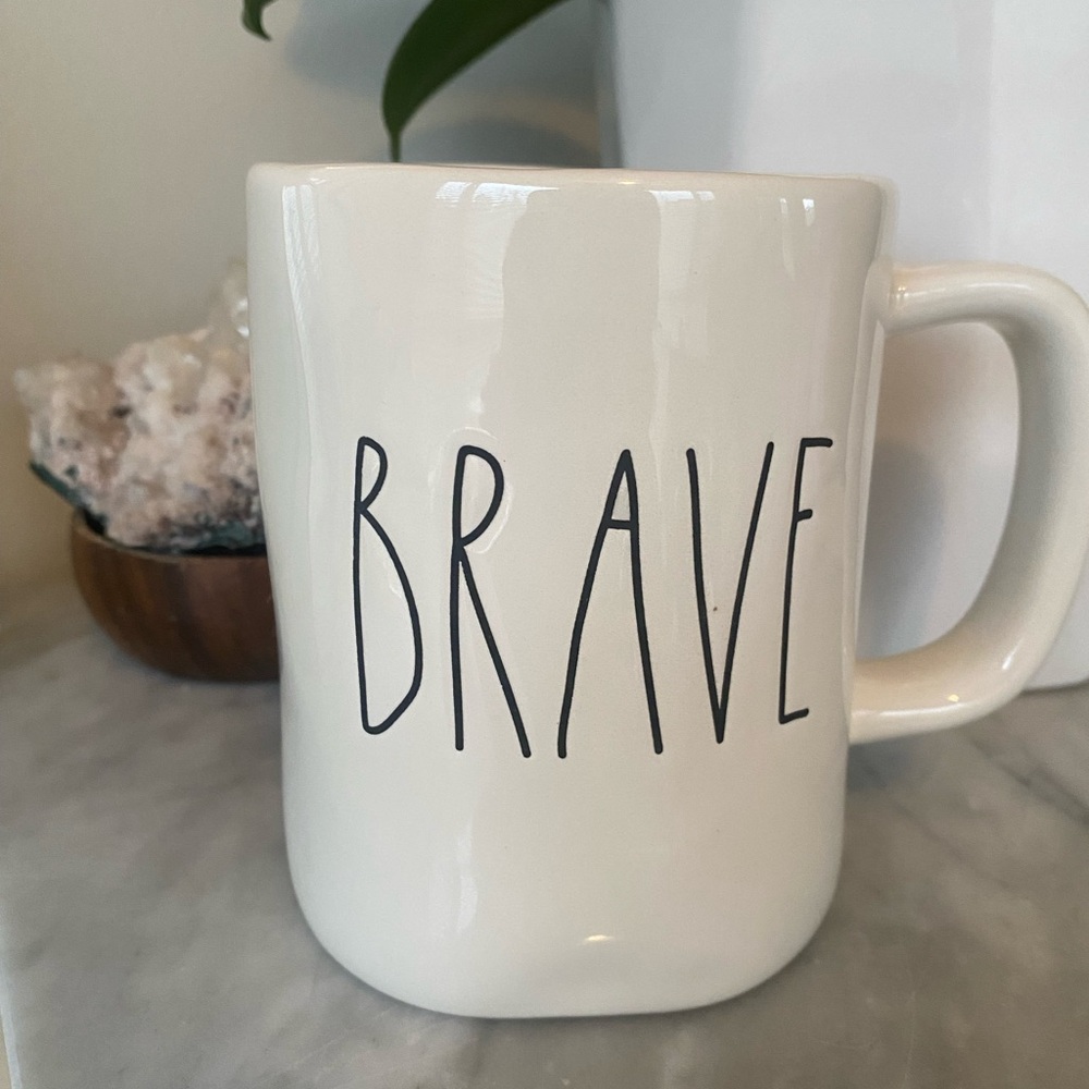 Rae Dunn White 'Brave' Mug